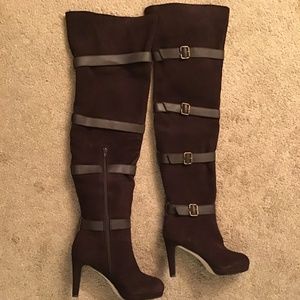 Brown Genuine Suede Thigh High Boots - Kelsi Dagger - Size 8 - Brand New